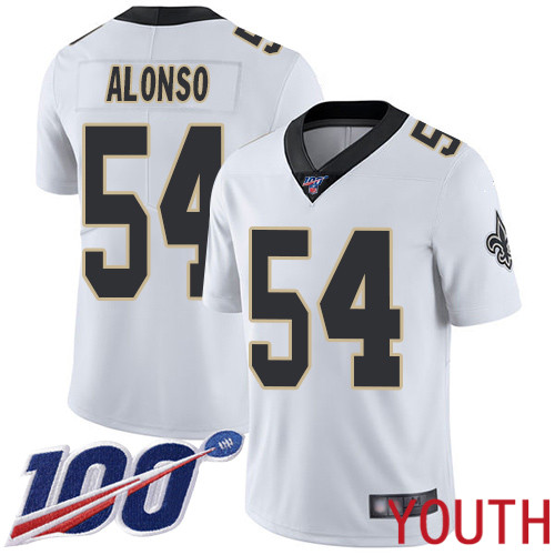 New Orleans Saints Limited White Youth Kiko Alonso Road Jersey NFL Football 54 100th Season Vapor Untouchable Jersey